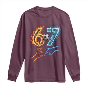 Funny Soccer Lover Long Sleeve Shirt Six Seven Meme Trending Gift TS12 Maroon Print Your Wear