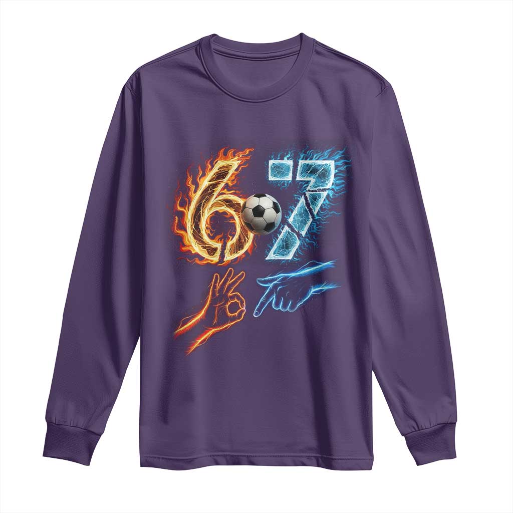 Funny Soccer Lover Long Sleeve Shirt Six Seven Meme Trending Gift TS12 Purple Print Your Wear