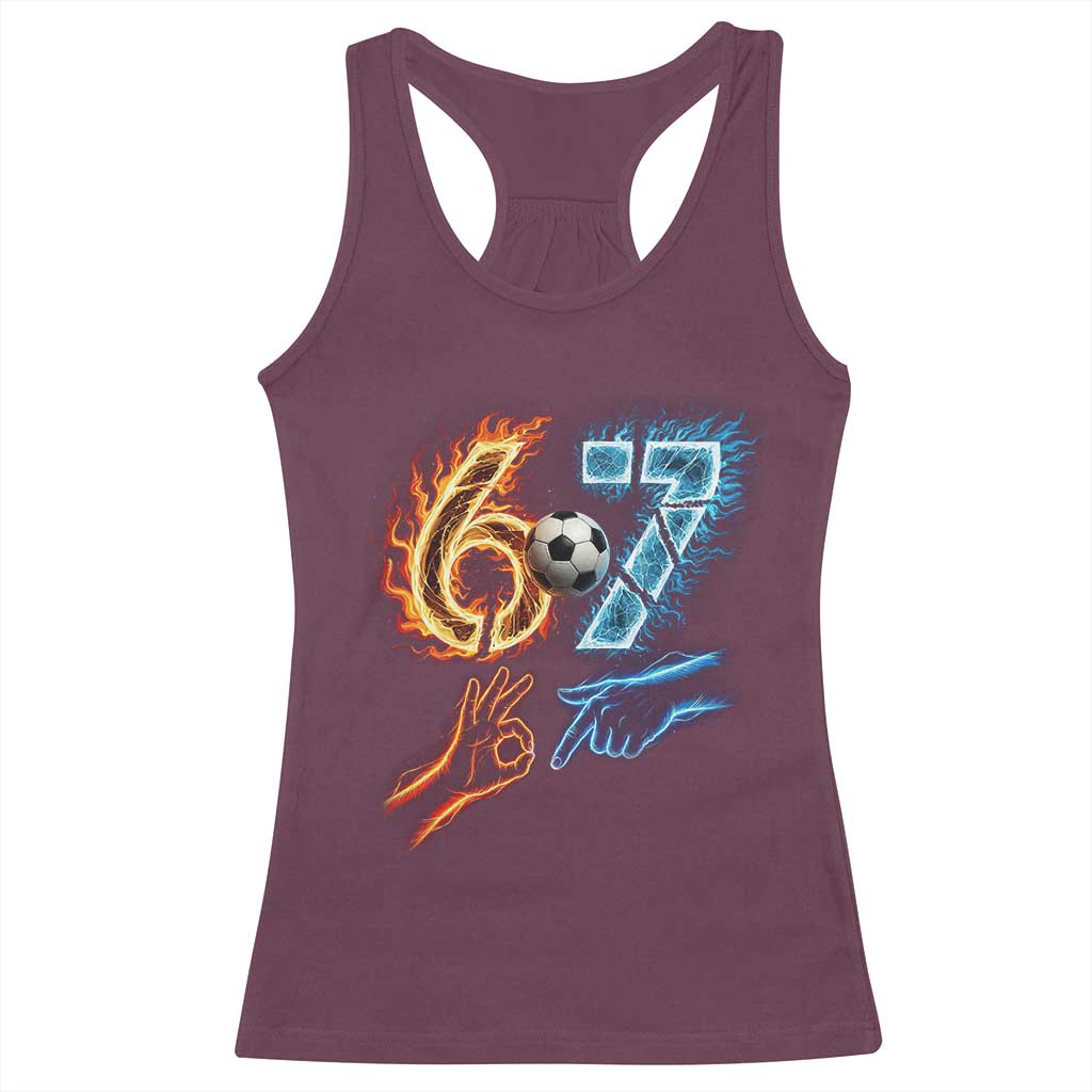 Funny Soccer Lover Racerback Tank Top Six Seven Meme Trending Gift TS12 Maroon Print Your Wear