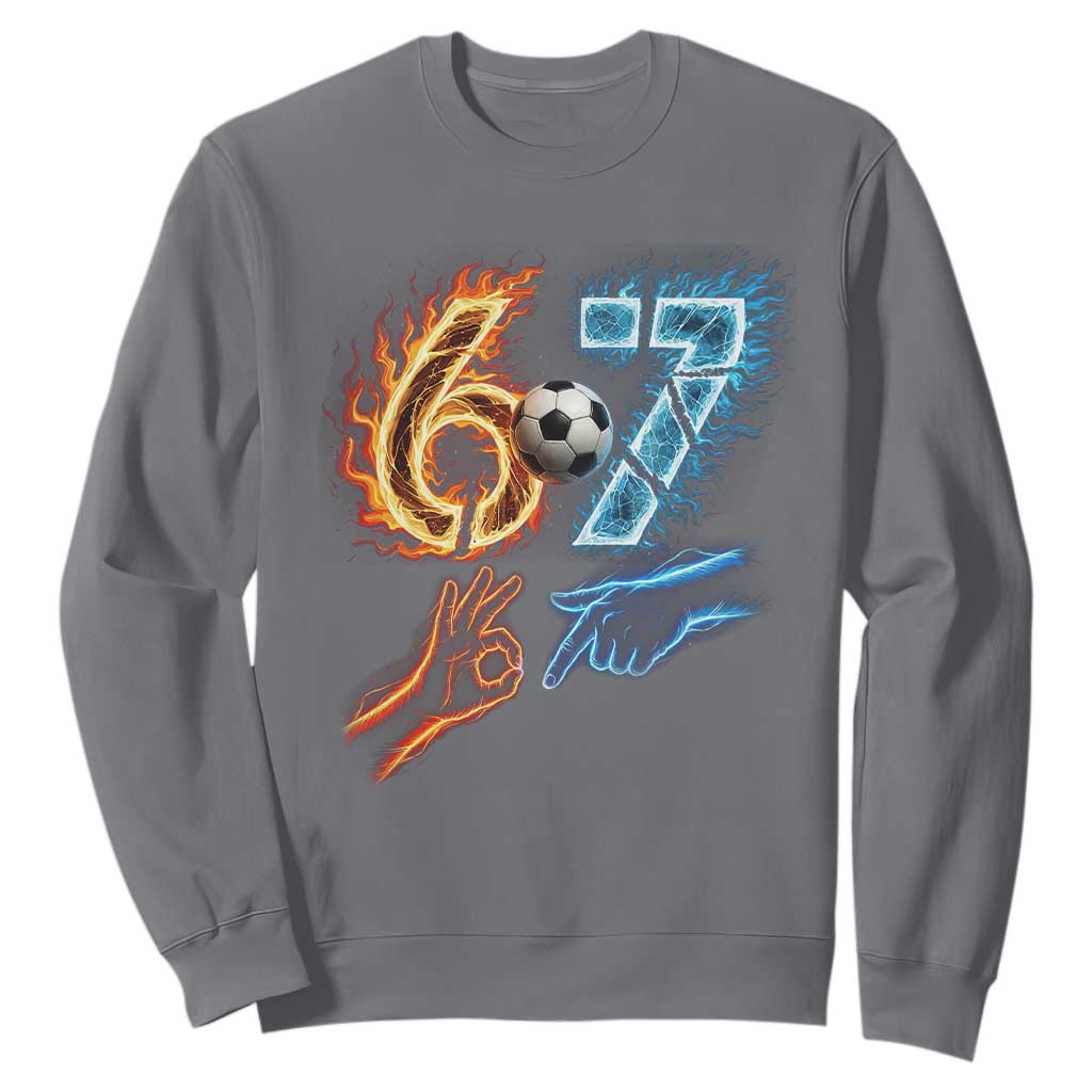 Funny Soccer Lover Sweatshirt Six Seven Meme Trending Gift TS12 Charcoal Print Your Wear