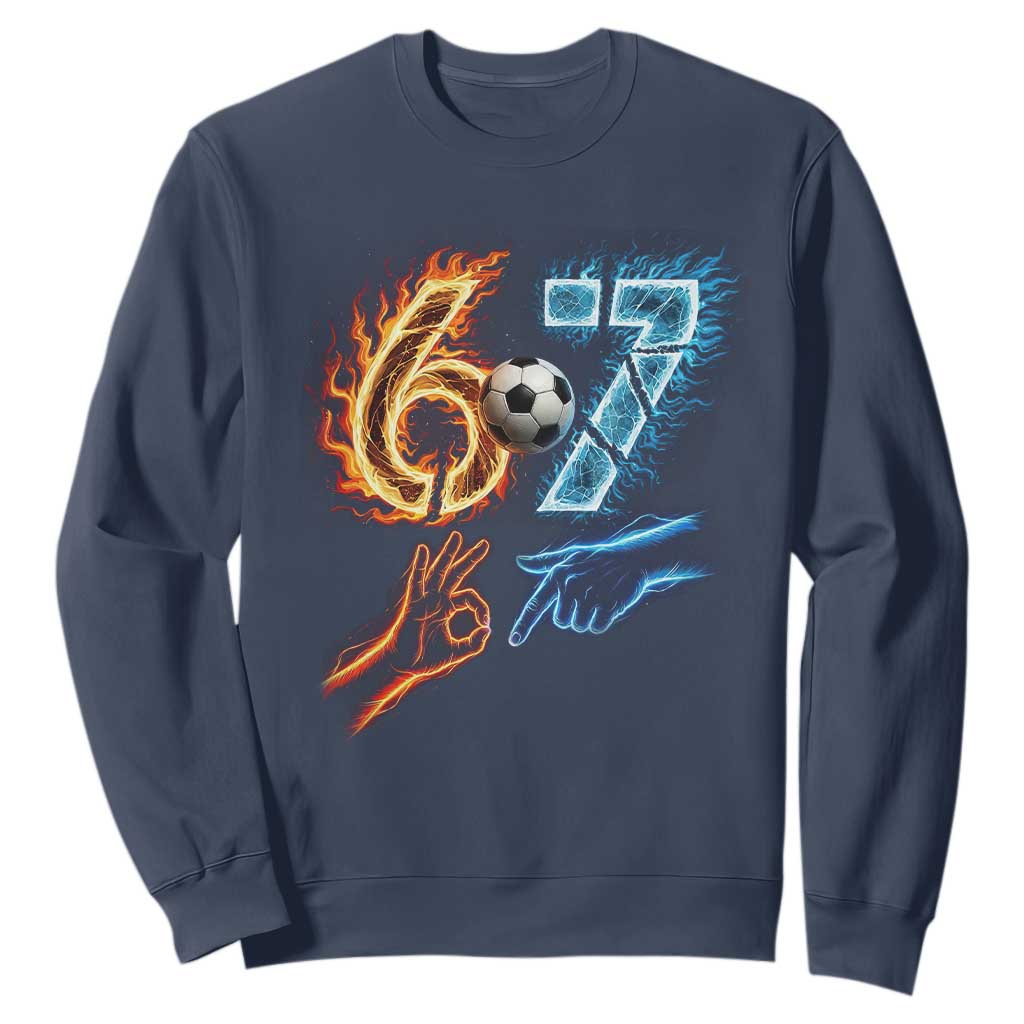 Funny Soccer Lover Sweatshirt Six Seven Meme Trending Gift TS12 Navy Print Your Wear