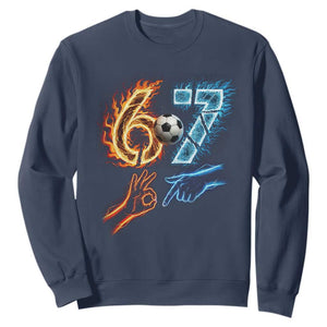 Funny Soccer Lover Sweatshirt Six Seven Meme Trending Gift TS12 Navy Print Your Wear
