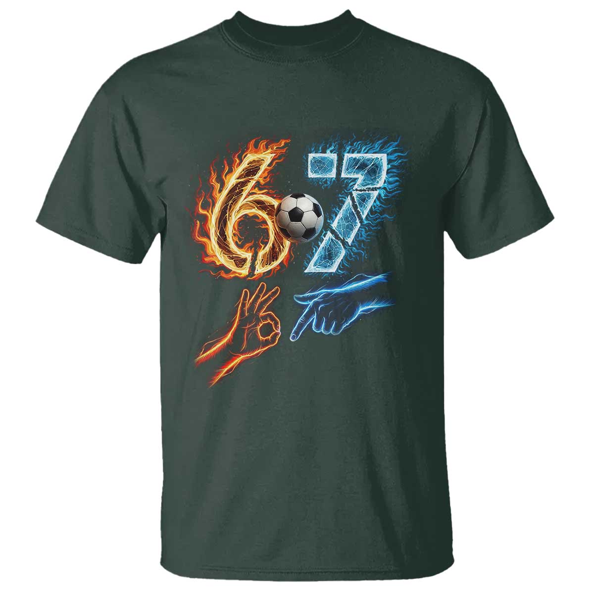 Funny Soccer Lover T Shirt Six Seven Meme Trending Gift TS12 Dark Forest Green Print Your Wear