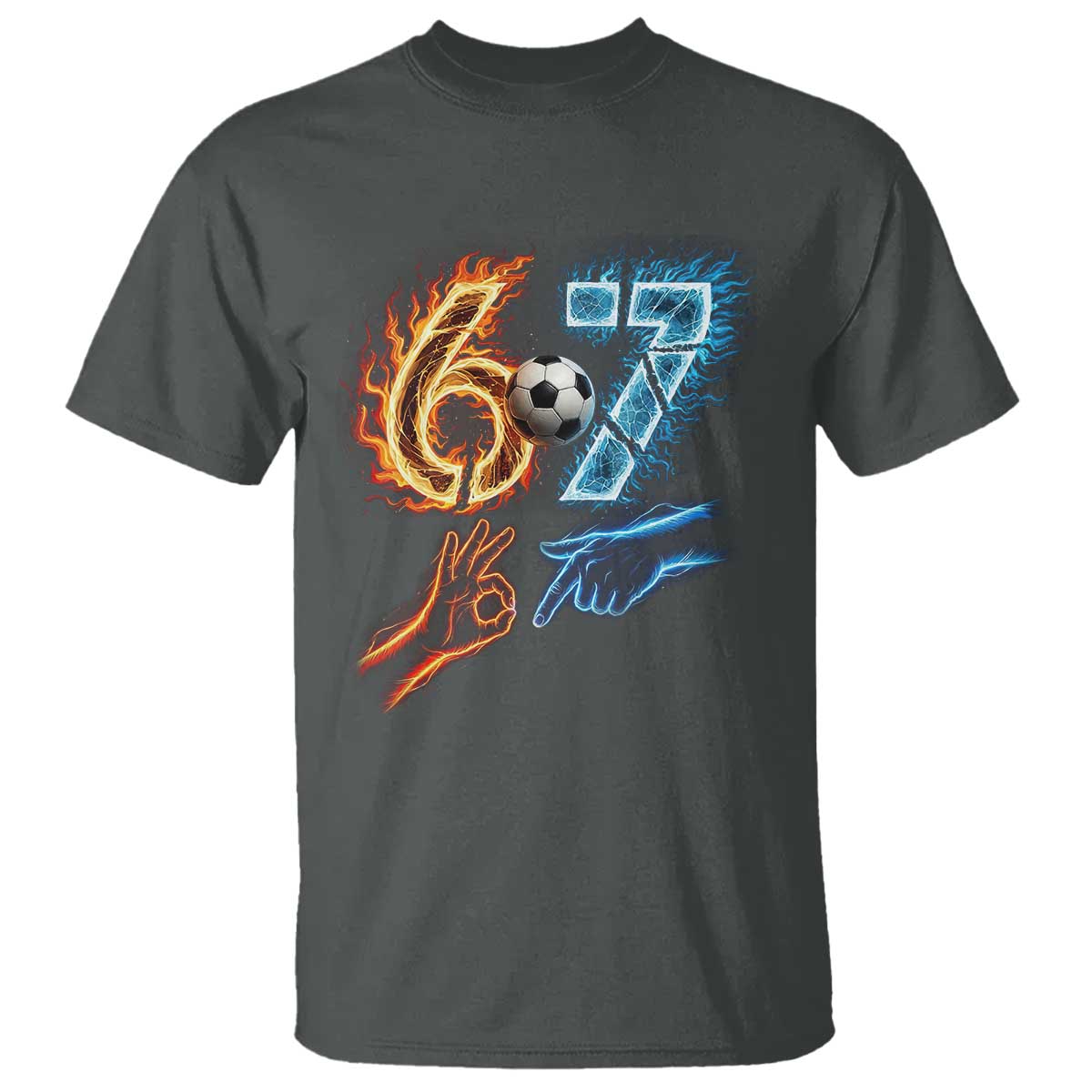Funny Soccer Lover T Shirt Six Seven Meme Trending Gift TS12 Dark Heather Print Your Wear