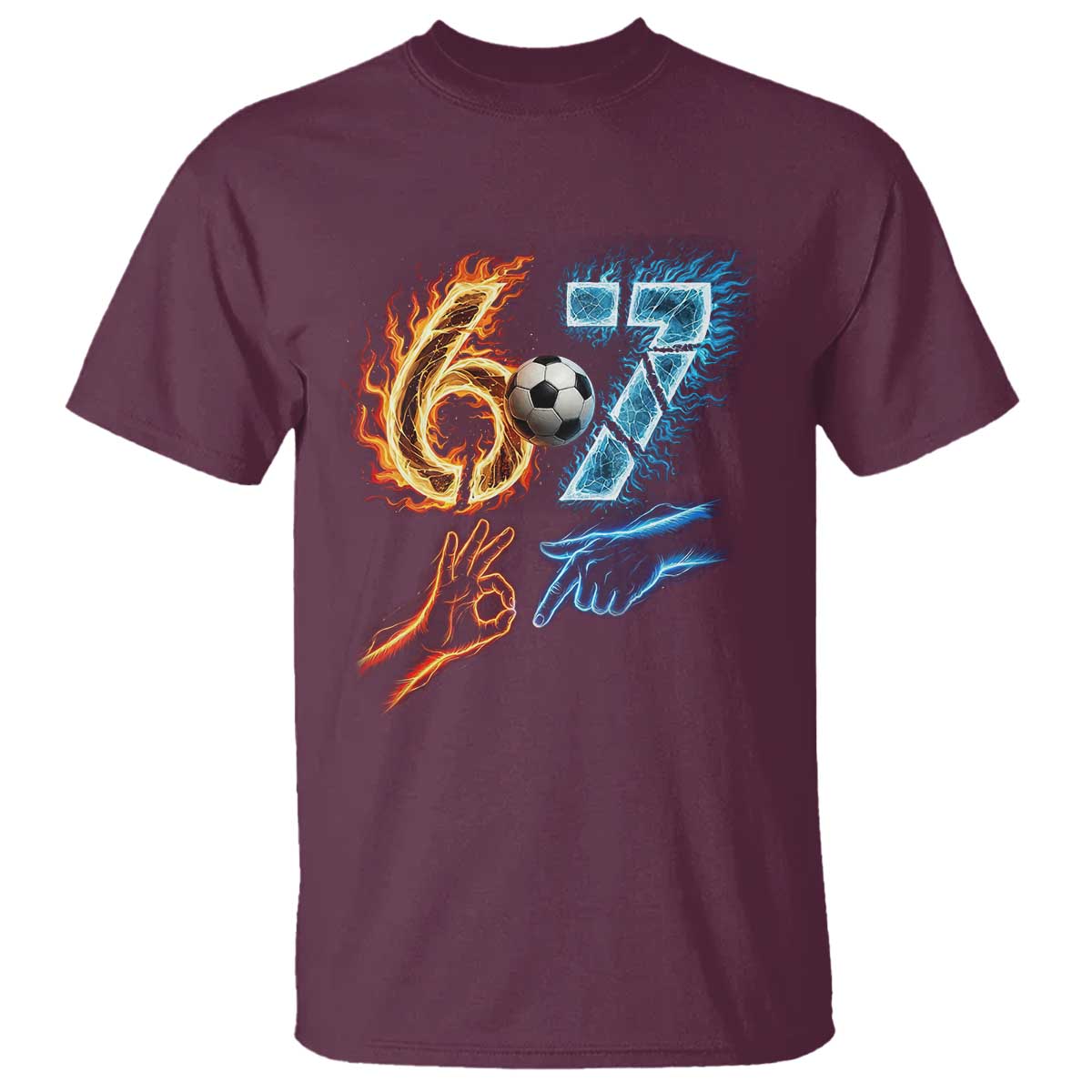 Funny Soccer Lover T Shirt Six Seven Meme Trending Gift TS12 Maroon Print Your Wear
