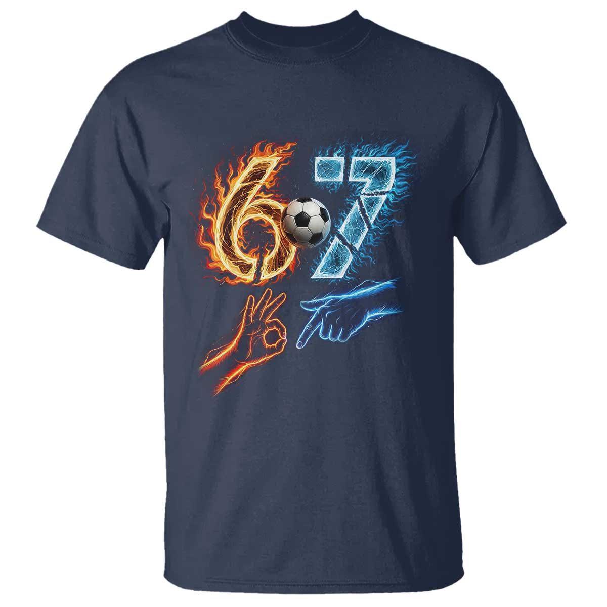 Funny Soccer Lover T Shirt Six Seven Meme Trending Gift TS12 Navy Print Your Wear