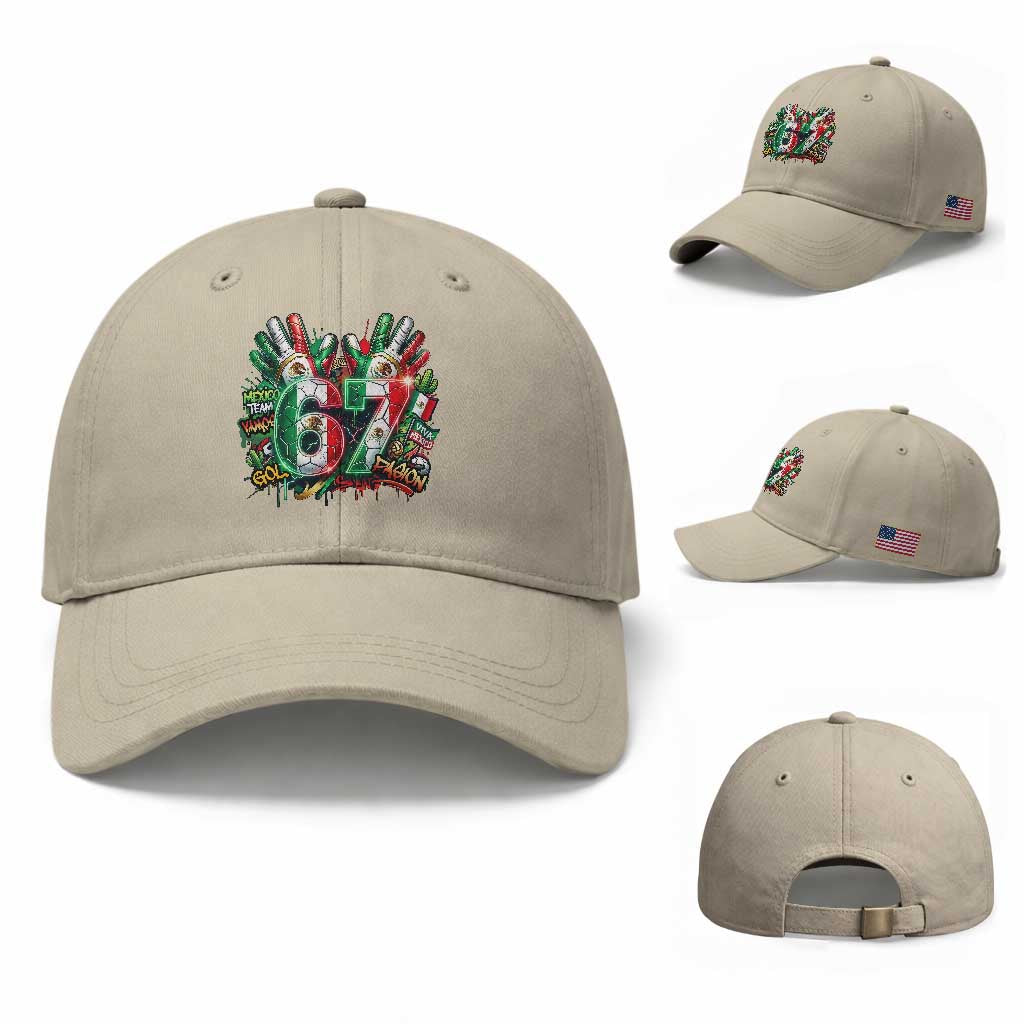 Funny Mexico Soccer Baseball Cap Six Seven Meme Trending Gift TS12 Baseball Cap Universal Fit Beige Print Your Wear