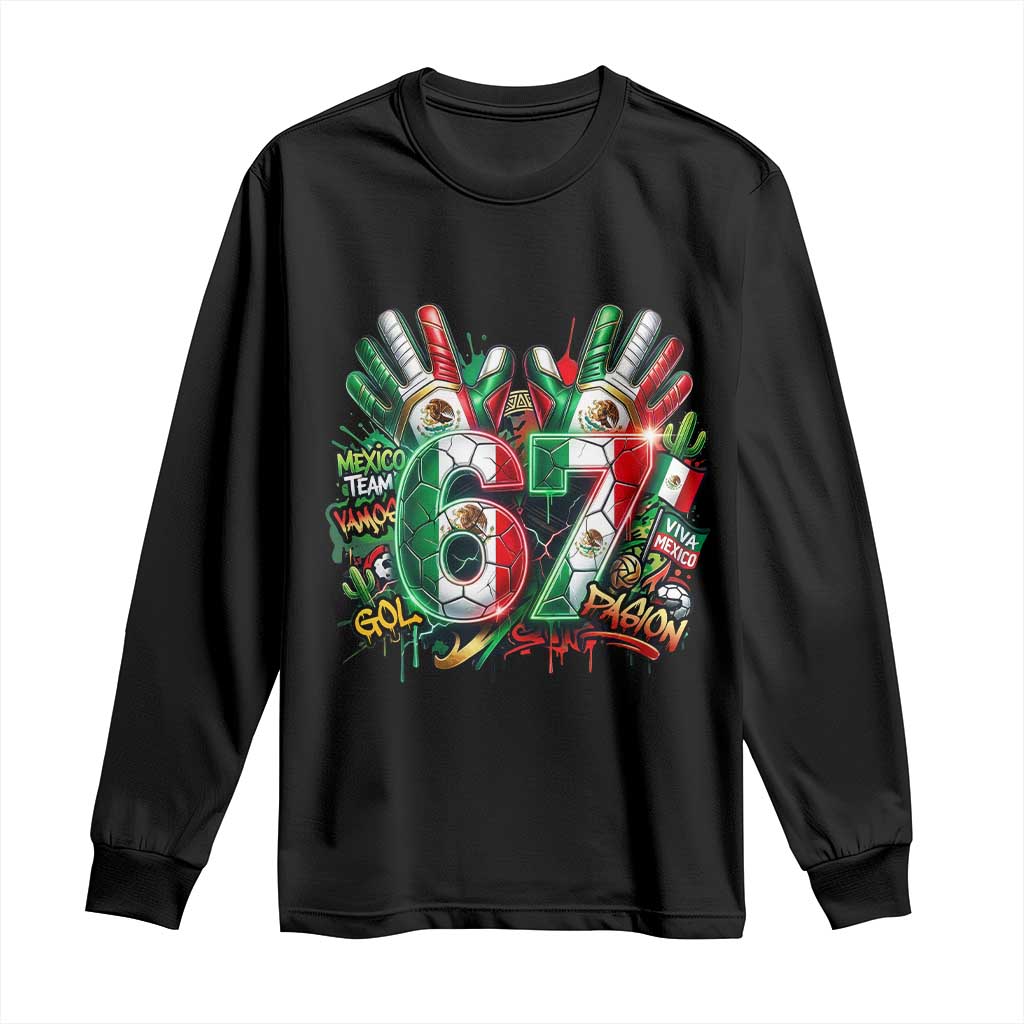Funny Mexico Soccer Long Sleeve Shirt Six Seven Meme Trending Gift TS12 Black Print Your Wear