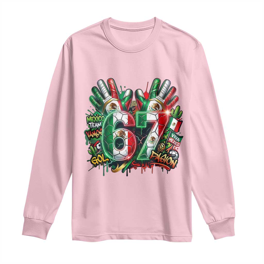 Funny Mexico Soccer Long Sleeve Shirt Six Seven Meme Trending Gift TS12 Light Pink Print Your Wear