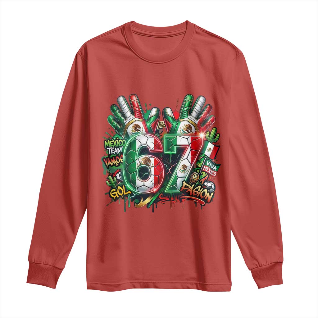Funny Mexico Soccer Long Sleeve Shirt Six Seven Meme Trending Gift TS12 Red Print Your Wear
