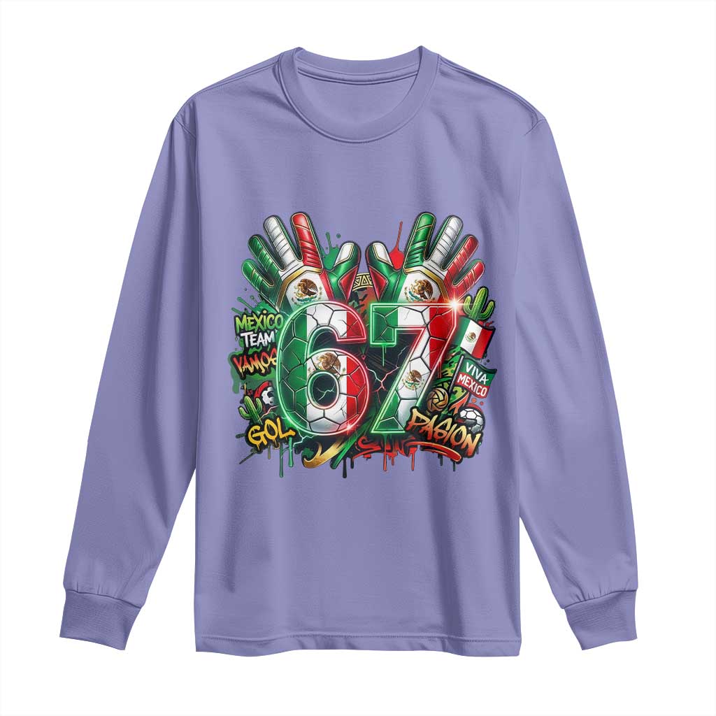 Funny Mexico Soccer Long Sleeve Shirt Six Seven Meme Trending Gift TS12 Violet Print Your Wear