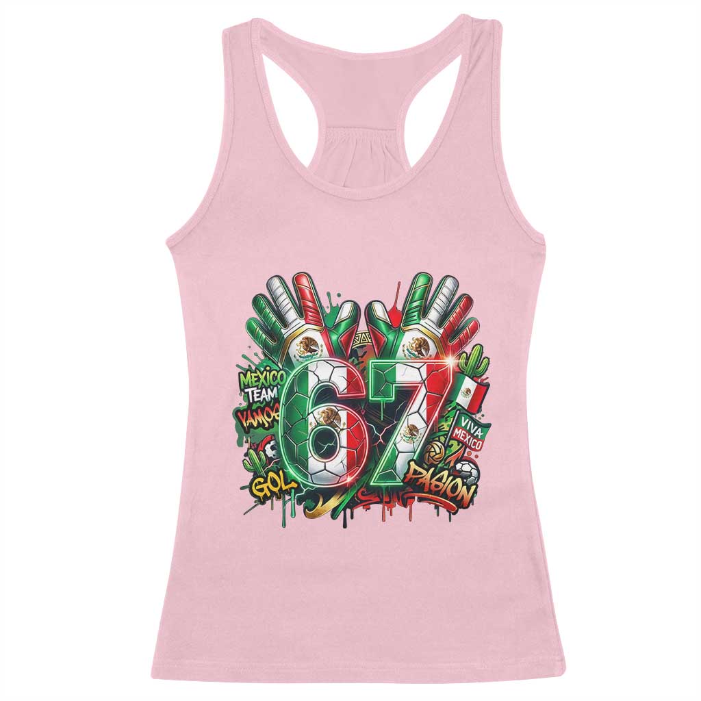 Funny Mexico Soccer Racerback Tank Top Six Seven Meme Trending Gift TS12 Light Pink Print Your Wear