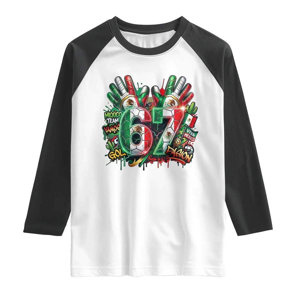 Funny Mexico Soccer Raglan Shirt Six Seven Meme Trending Gift TS12 White Black Print Your Wear