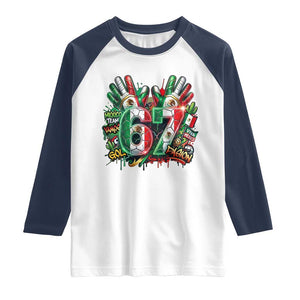 Funny Mexico Soccer Raglan Shirt Six Seven Meme Trending Gift TS12 White Navy Print Your Wear