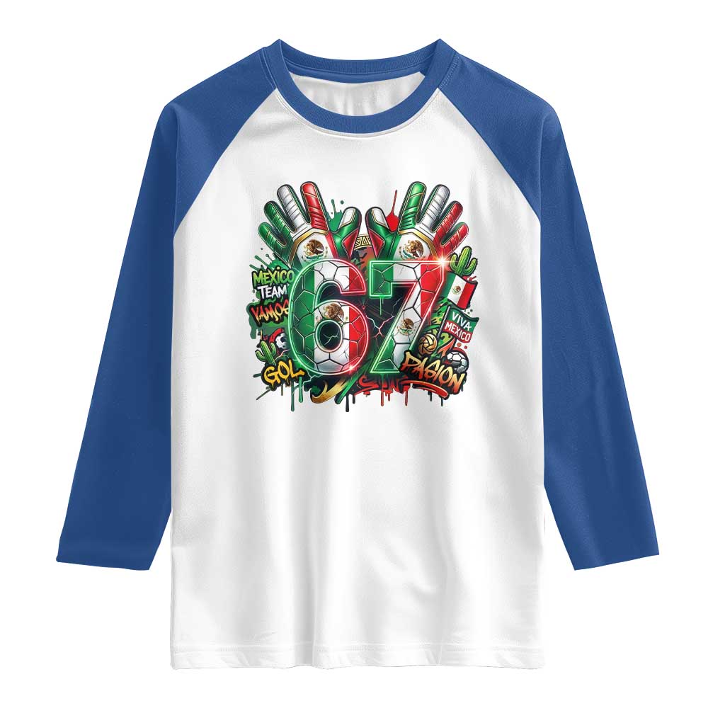 Funny Mexico Soccer Raglan Shirt Six Seven Meme Trending Gift TS12 White Royal Print Your Wear