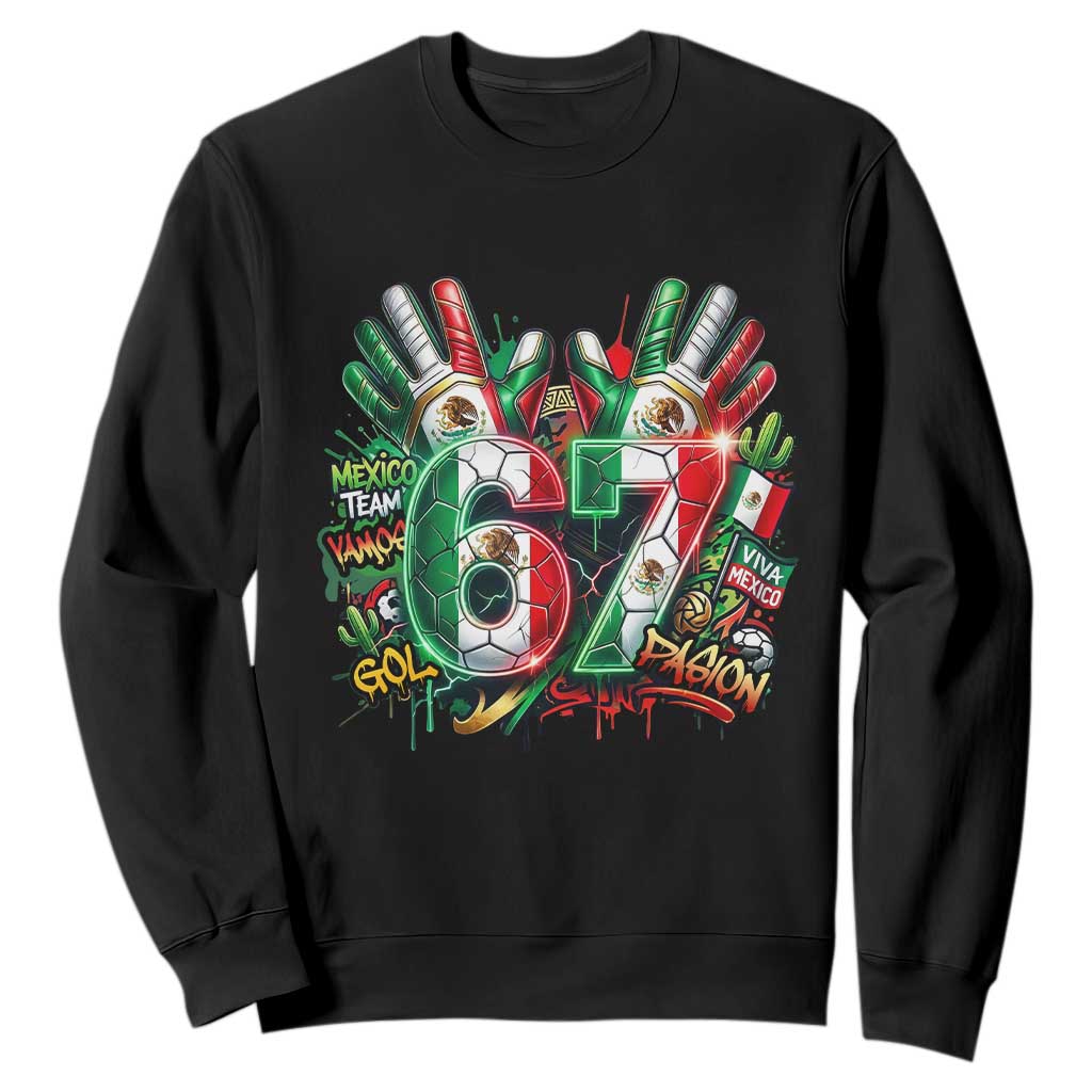 Funny Mexico Soccer Sweatshirt Six Seven Meme Trending Gift TS12 Black Print Your Wear