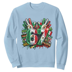 Funny Mexico Soccer Sweatshirt Six Seven Meme Trending Gift TS12 Light Blue Print Your Wear