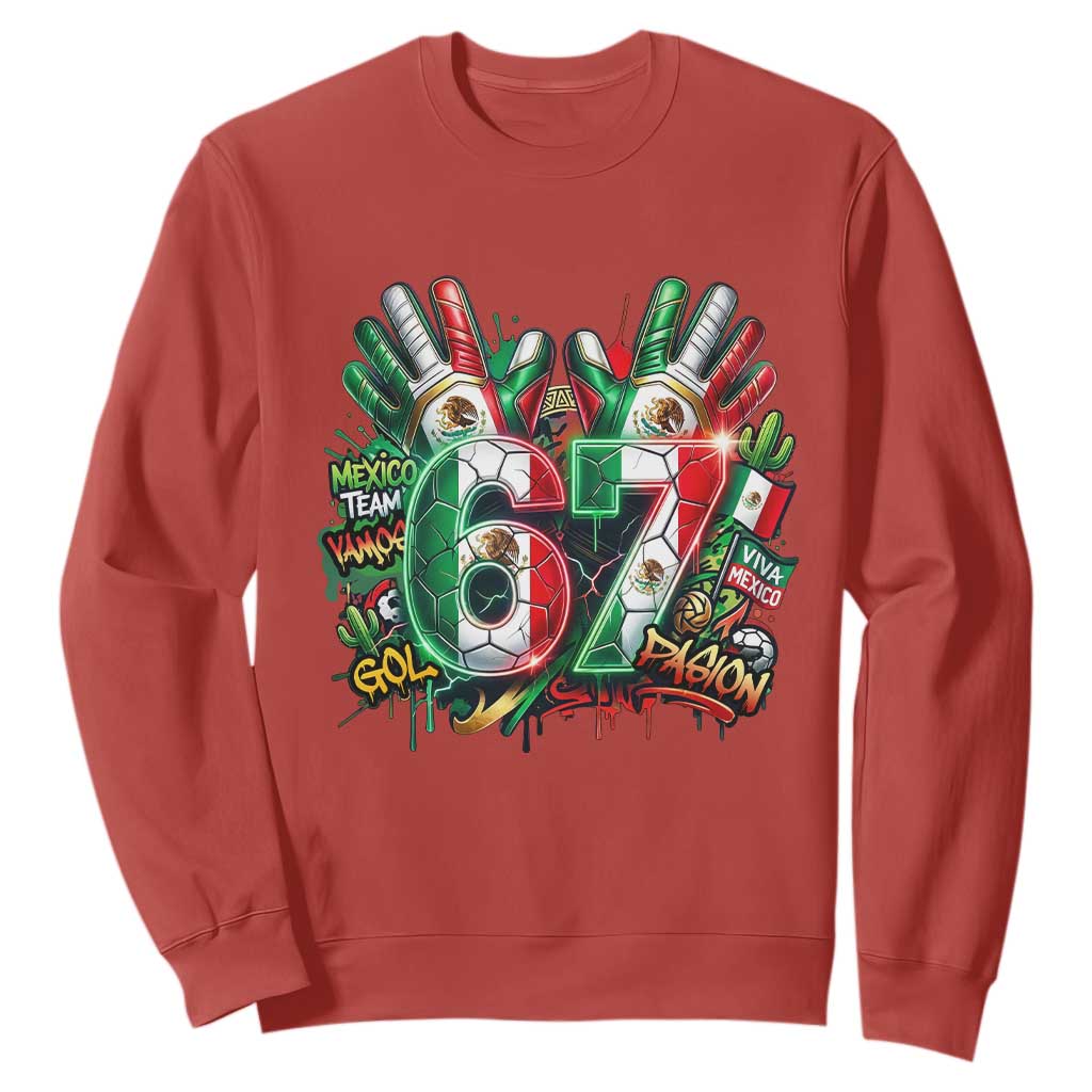 Funny Mexico Soccer Sweatshirt Six Seven Meme Trending Gift TS12 Red Print Your Wear