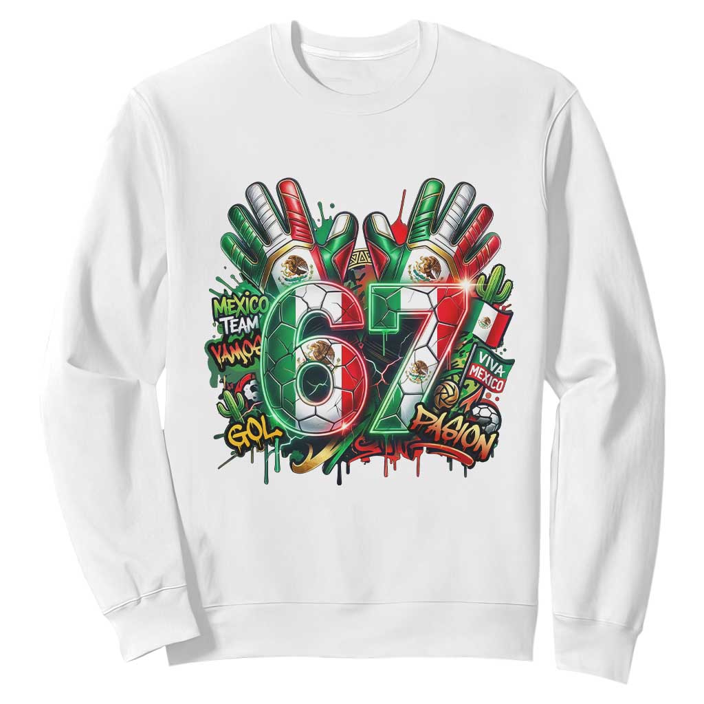 Funny Mexico Soccer Sweatshirt Six Seven Meme Trending Gift TS12 White Print Your Wear