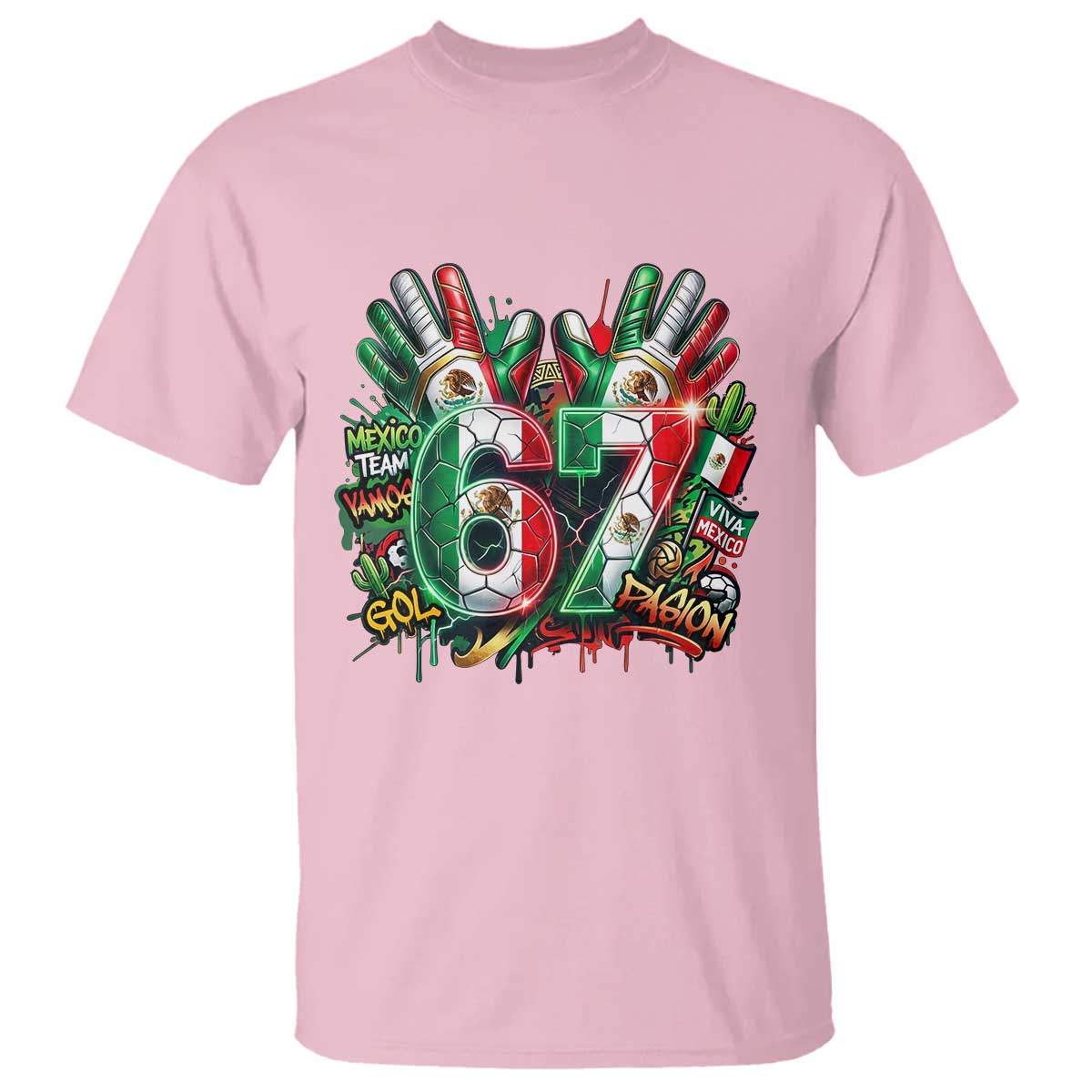 Funny Mexico Soccer T Shirt Six Seven Meme Trending Gift TS12 Light Pink Print Your Wear