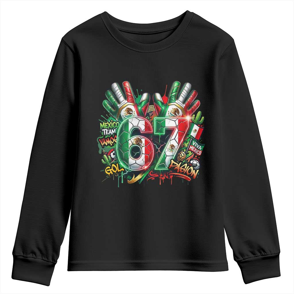 Funny Mexico Soccer Youth Sweatshirt Six Seven Meme Trending Gift TS12 Black Print Your Wear