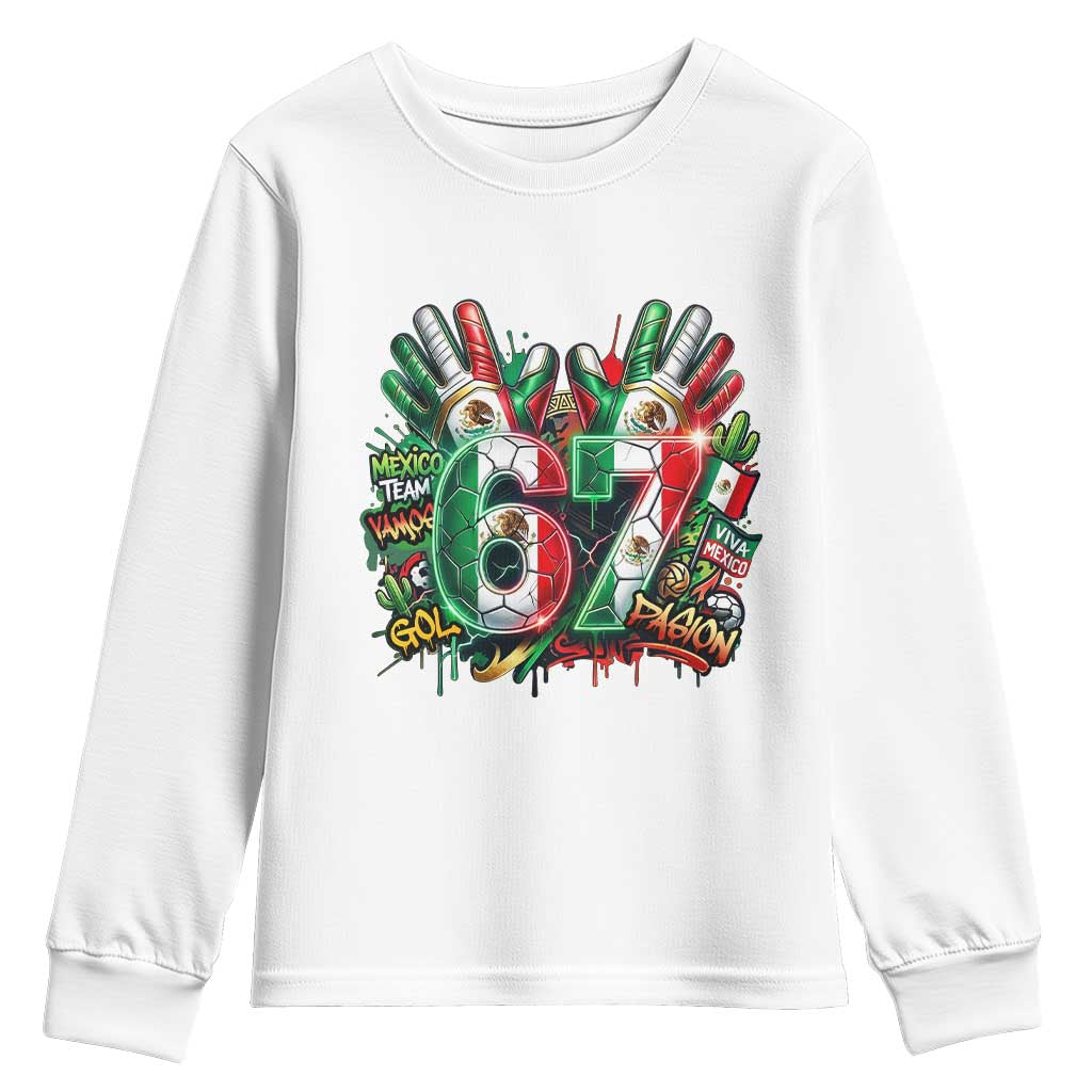 Funny Mexico Soccer Youth Sweatshirt Six Seven Meme Trending Gift TS12 White Print Your Wear