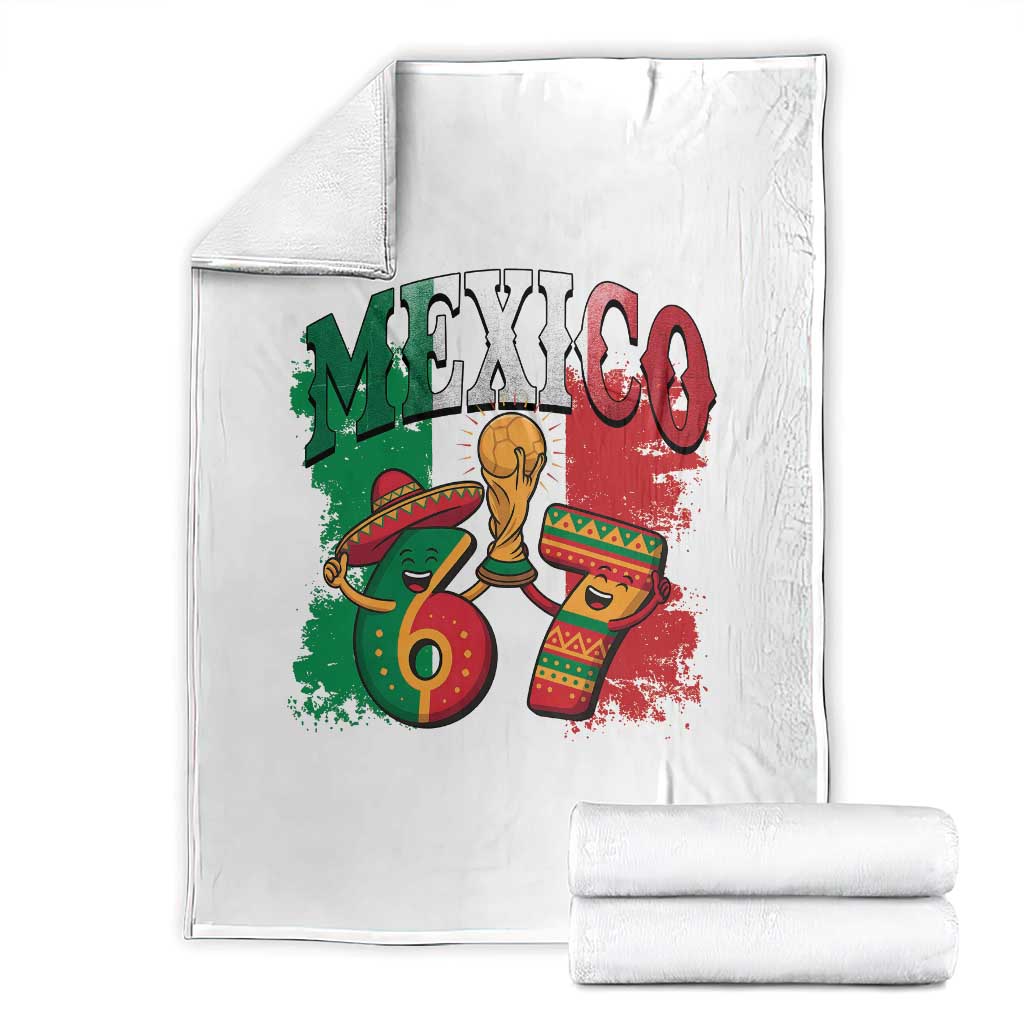 Mexico Soccer Fan Throw Blanket Funny 67 Viral Gen Alpha Slang Gift TS12 White Print Your Wear