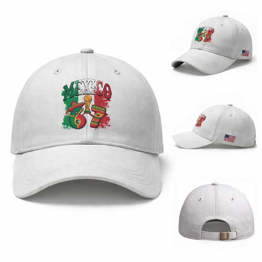 Mexico Soccer Fan Baseball Cap Funny 67 Viral Gen Alpha Slang Gift TS12 Baseball Cap Universal Fit White Print Your Wear