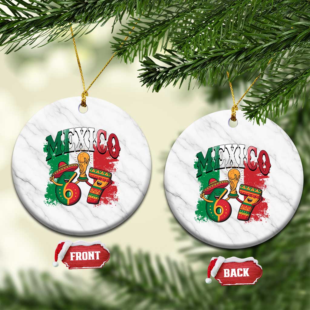 Mexico Soccer Fan Ceramic Ornament Funny 67 Viral Gen Alpha Slang Gift TS12 1pc White Marble Print Your Wear