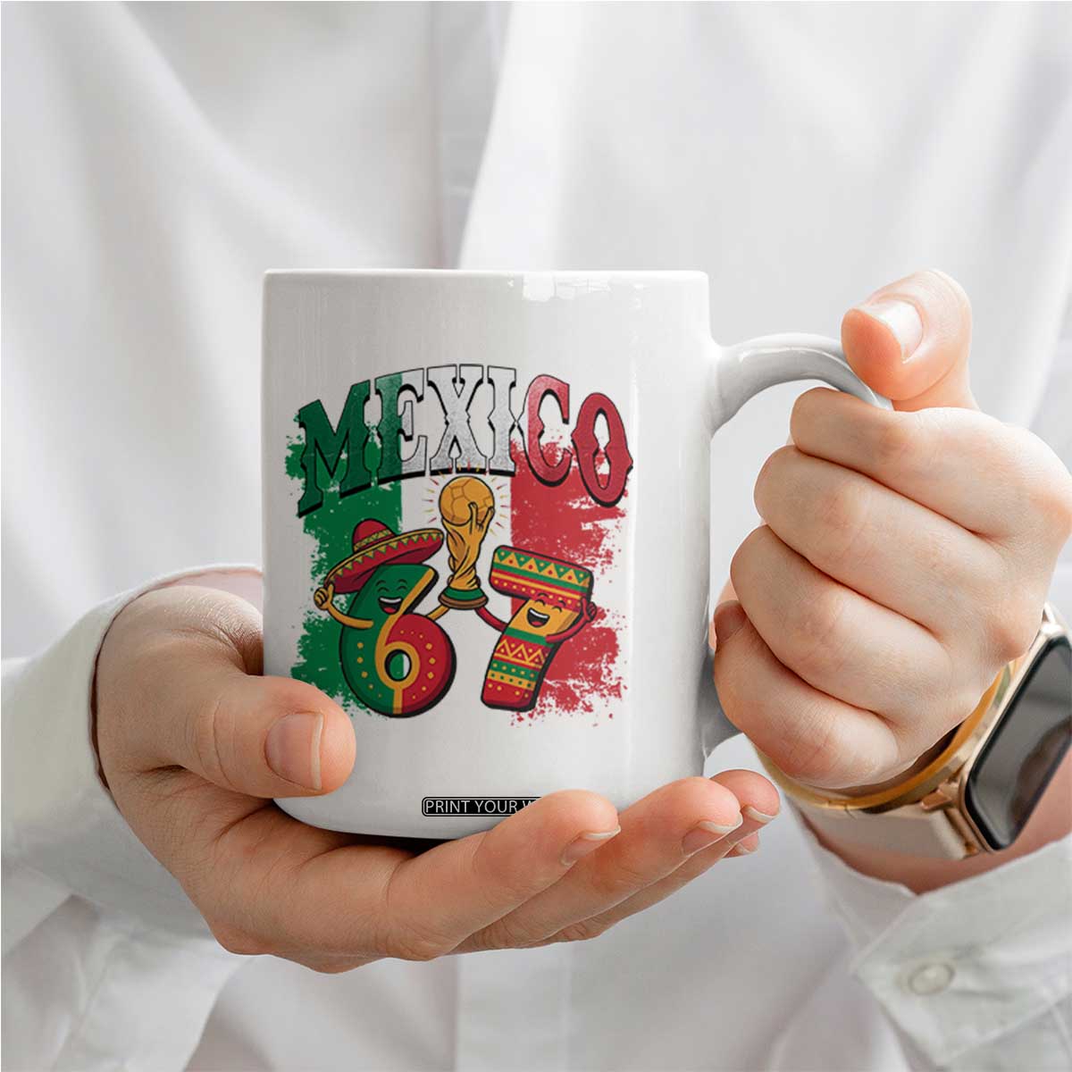 Mexico Soccer Fan Coffee Mug Funny 67 Viral Gen Alpha Slang Gift TS12 Print Your Wear
