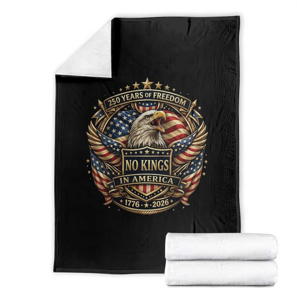 Vintage American Flag Eagle 250th Anniversary Throw Blanket No Kings In America TS12 Black Print Your Wear
