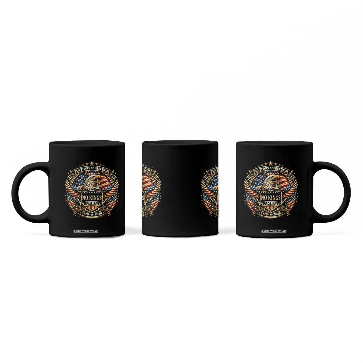 Vintage American Flag Eagle 250th Anniversary Coffee Mug No Kings In America TS12 Print Your Wear