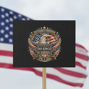 Vintage American Flag Eagle 250th Anniversary Protest Sign No Kings In America TS12 Horizontal 18" × 24" Black Print Your Wear