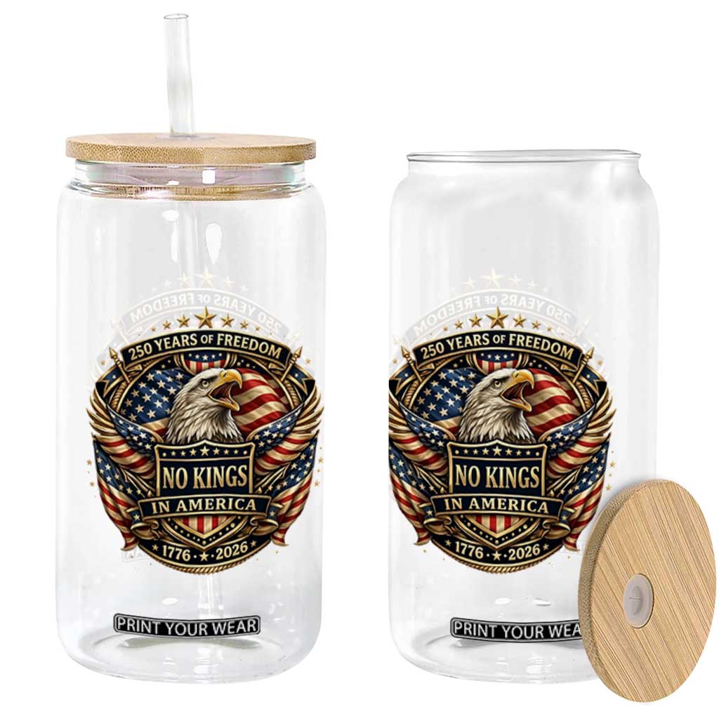 Vintage American Flag Eagle 250th Anniversary Glass Can No Kings In America TS12 Print Your Wear