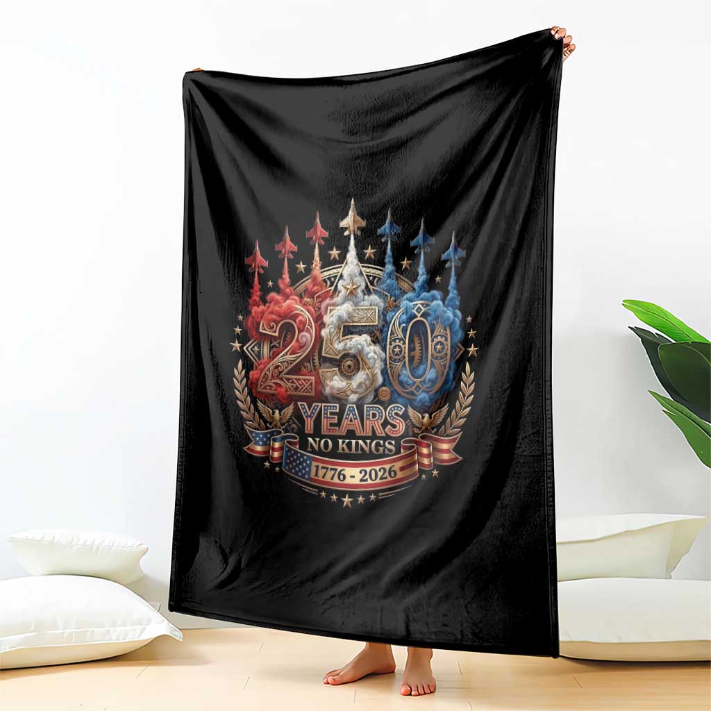 250 Years No Kings Throw Blanket Patriotic Independence Anniversary TS12 Print Your Wear