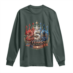 250 Years No Kings Long Sleeve Shirt Patriotic Independence Anniversary TS12 Dark Forest Green Print Your Wear