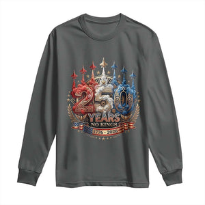 250 Years No Kings Long Sleeve Shirt Patriotic Independence Anniversary TS12 Dark Heather Print Your Wear