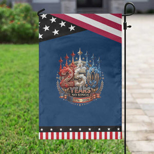 250 Years No Kings Garden Flag Patriotic Independence Anniversary TS12 Classic Blue Black Print Your Wear