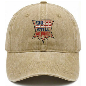 Crown Protest 250 Still No Kings Washed Cotton Baseball Cap American Independence Pride TS12 Washed Cap Universal Fit Khaki Print Your Wear