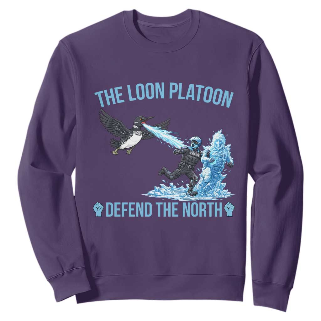 The Loon Platoon Defend The North Sweatshirt Minnesota Rebel Loon Resist TS12 Purple Print Your Wear