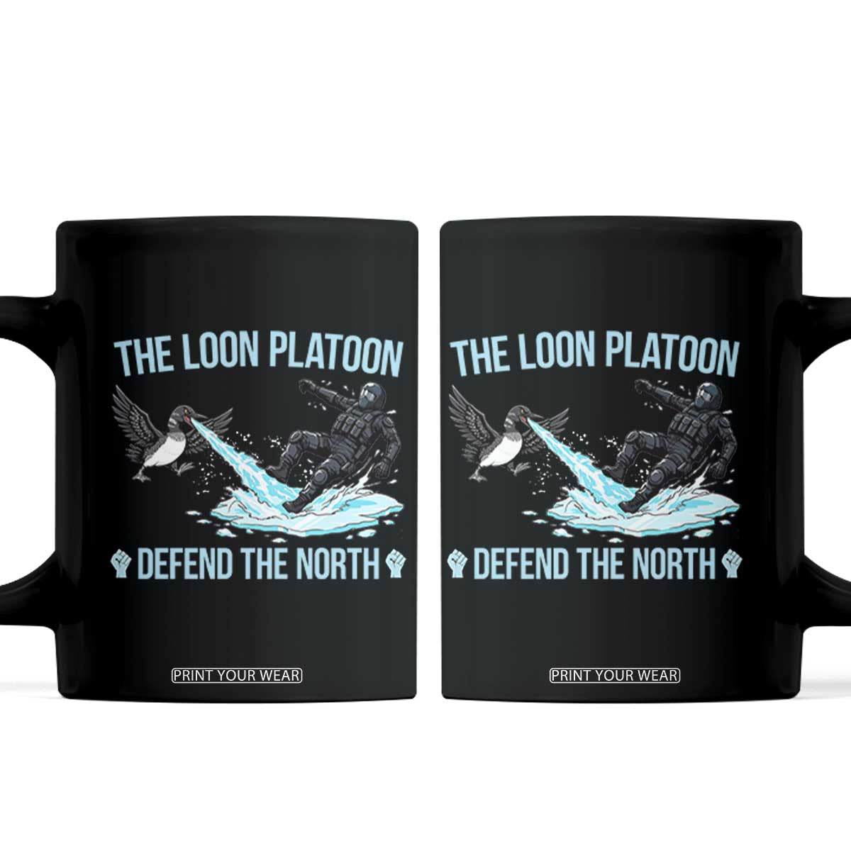 The Loon Platoon Defend The North Coffee Mug Minnesota State Bird Rebel TS12 Black Print Your Wear