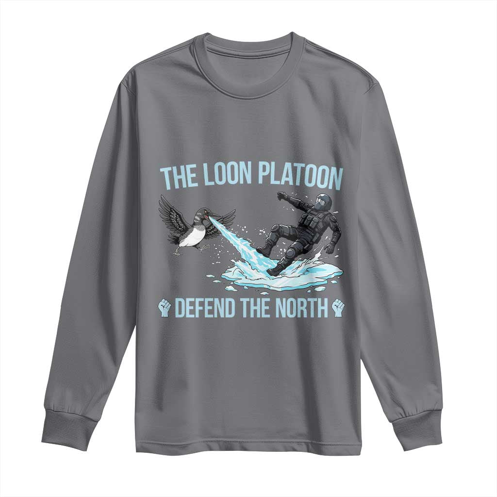 The Loon Platoon Defend The North Long Sleeve Shirt Minnesota State Bird Rebel TS12 Charcoal Print Your Wear