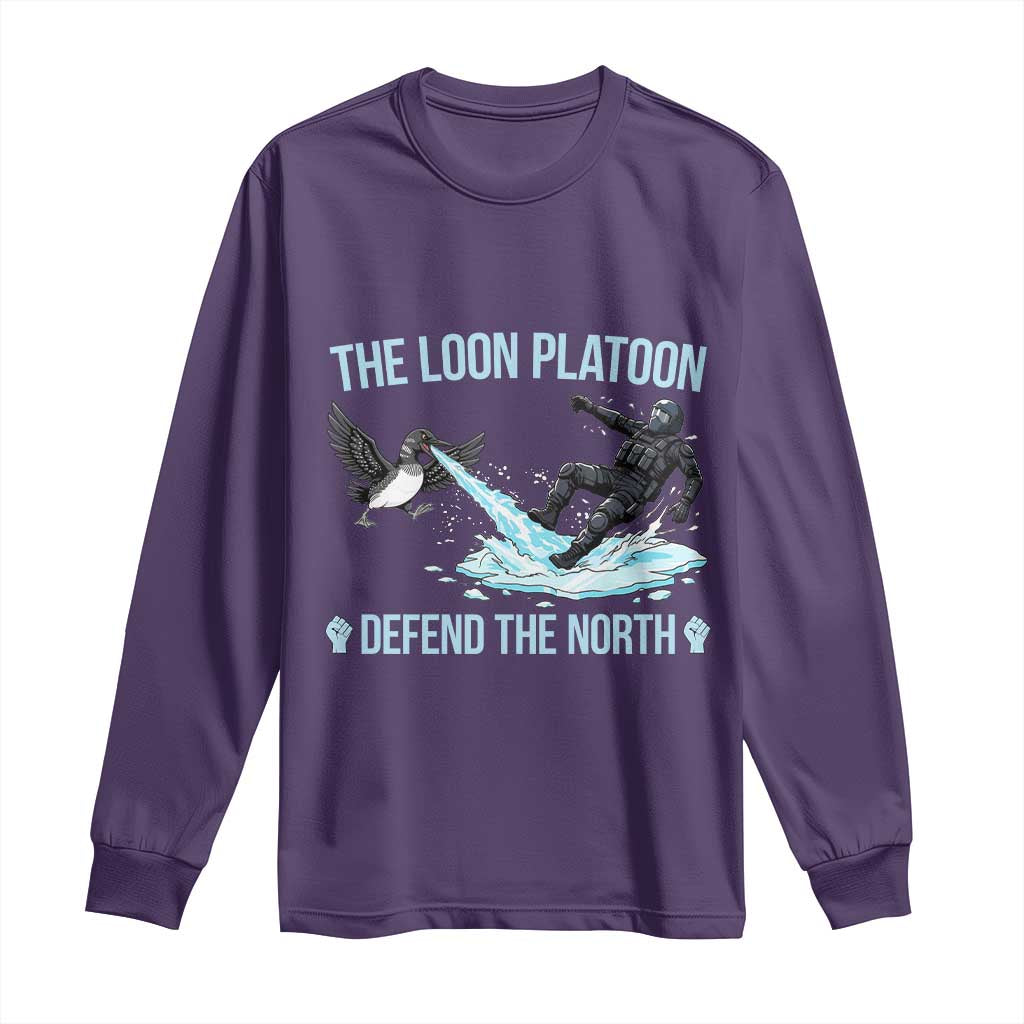 The Loon Platoon Defend The North Long Sleeve Shirt Minnesota State Bird Rebel TS12 Purple Print Your Wear