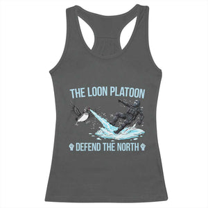 The Loon Platoon Defend The North Racerback Tank Top Minnesota State Bird Rebel TS12 Dark Heather Print Your Wear