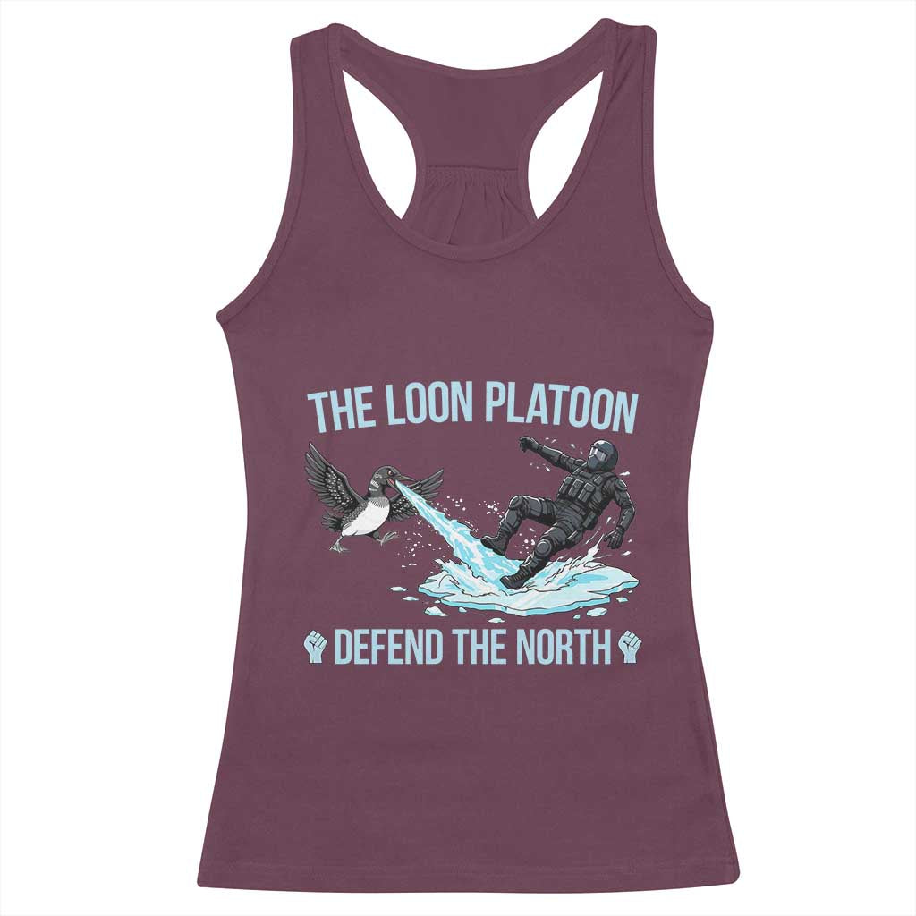The Loon Platoon Defend The North Racerback Tank Top Minnesota State Bird Rebel TS12 Maroon Print Your Wear