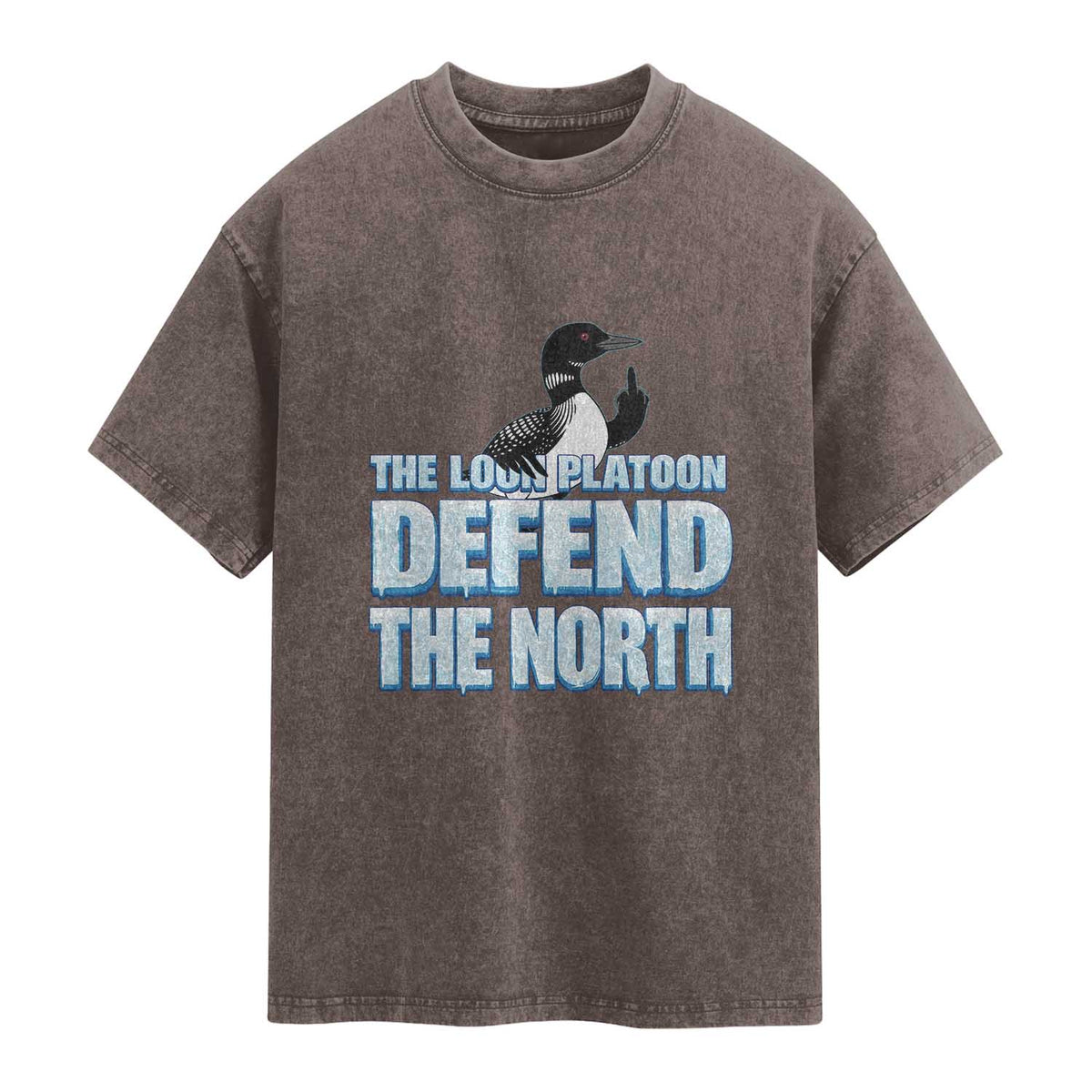 The Loon Platoon Defend The North Washed Cotton T-Shirt MN State Bird Loon Resistance