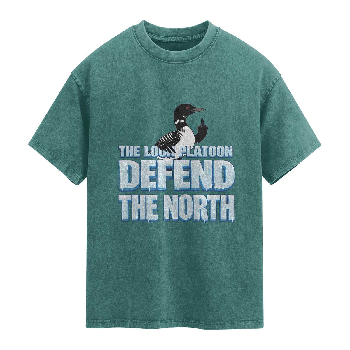 The Loon Platoon Defend The North Washed Cotton T-Shirt MN State Bird Loon Resistance