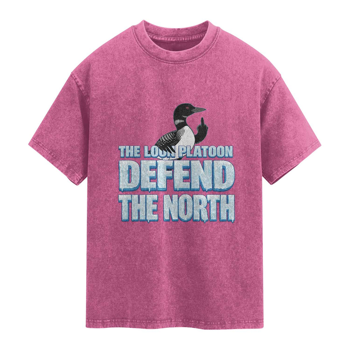 The Loon Platoon Defend The North Washed Cotton T-Shirt MN State Bird Loon Resistance