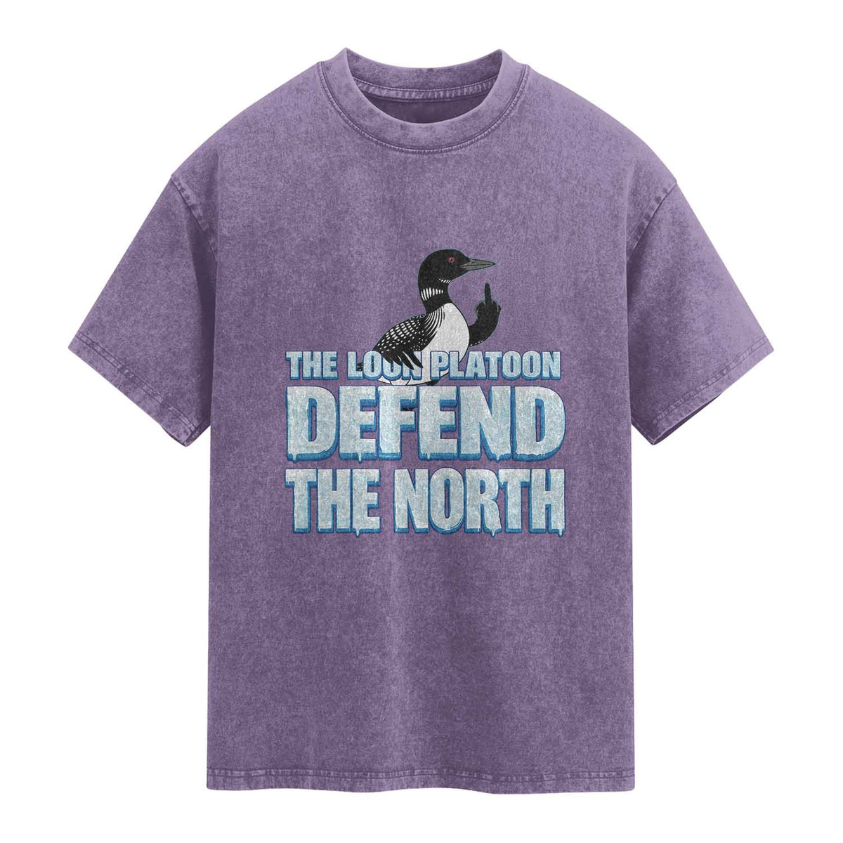 The Loon Platoon Defend The North Washed Cotton T-Shirt MN State Bird Loon Resistance