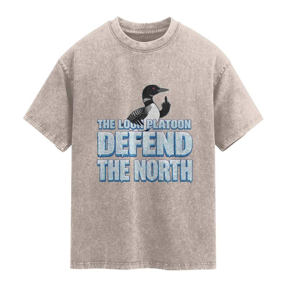 The Loon Platoon Defend The North Washed Cotton T-Shirt MN State Bird Loon Resistance